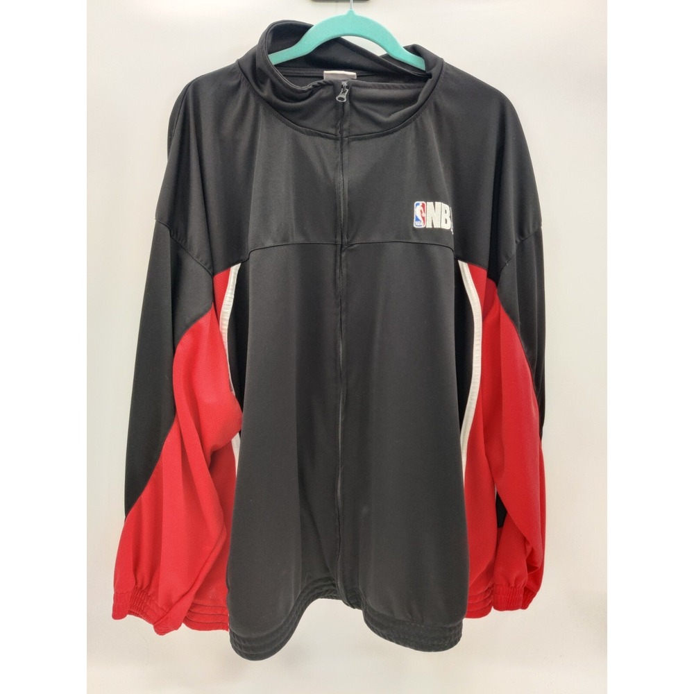 NBA Elevation Mens 3XL Track‎ Jacket Black Red Full Zip Athletic Basketball Logo